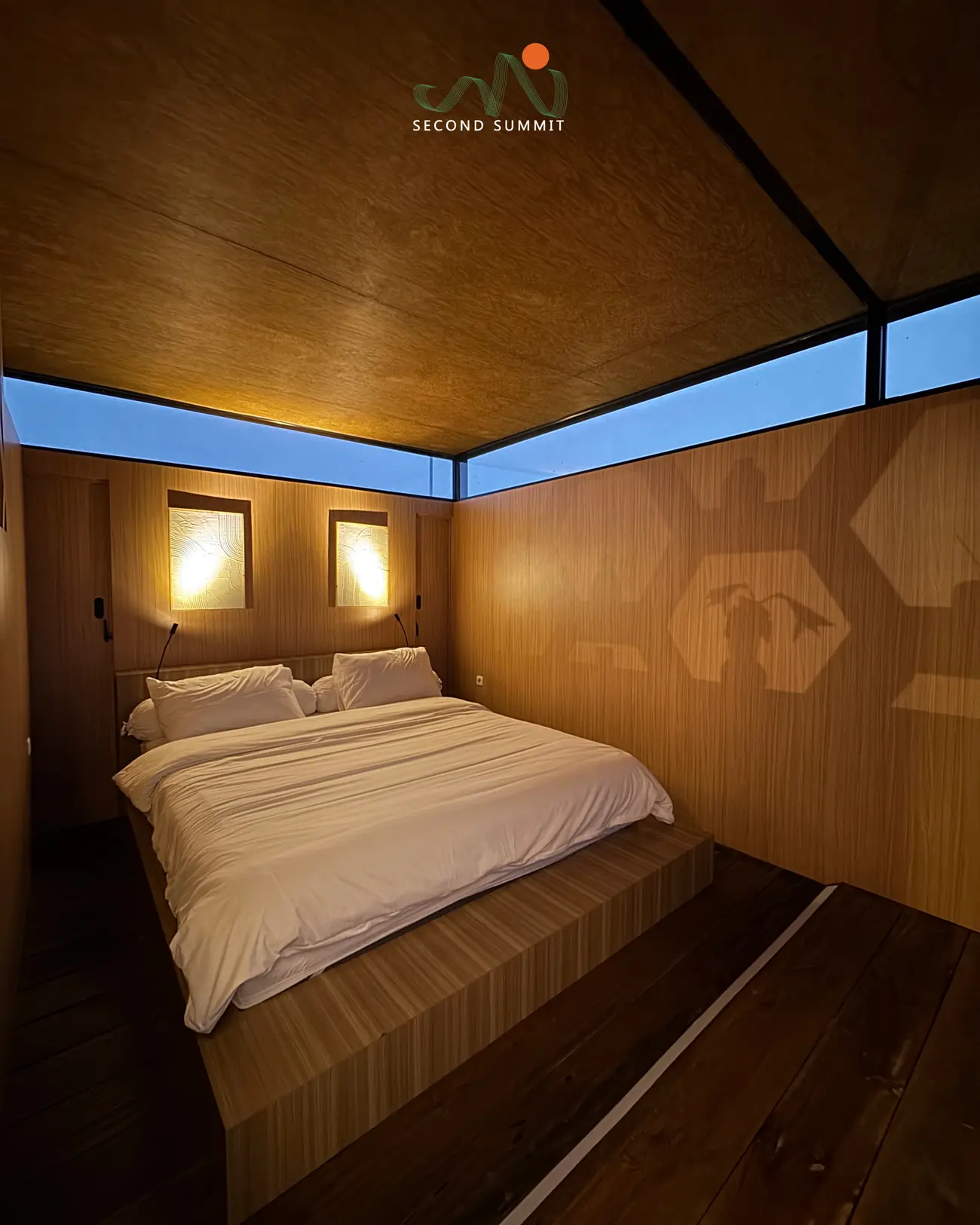 Glamping outdoor tub at dusk